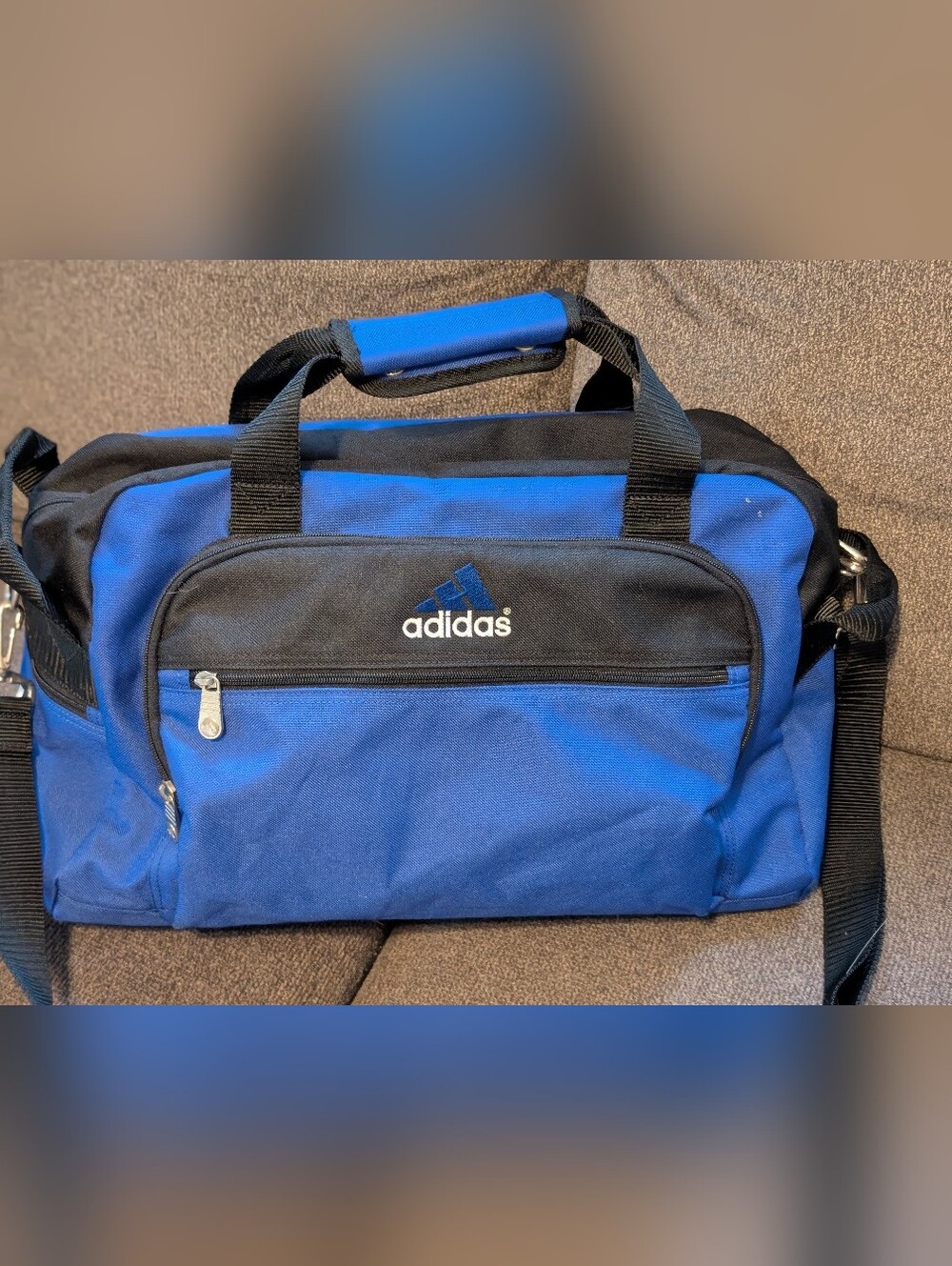 Adidas Blue & Black Duffel Bag Gym Travel Weekender Medium Excellent Condition